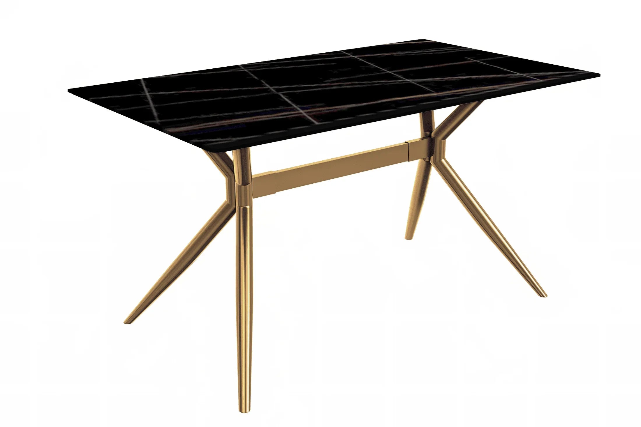 Elega Rectangular Dining Table with Sintered Stone or Glass Rectangular Top and Stainless Steel Base - Elax Furniture