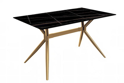 Elega Rectangular Dining Table with Sintered Stone or Glass Rectangular Top and Stainless Steel Base - Elax Furniture