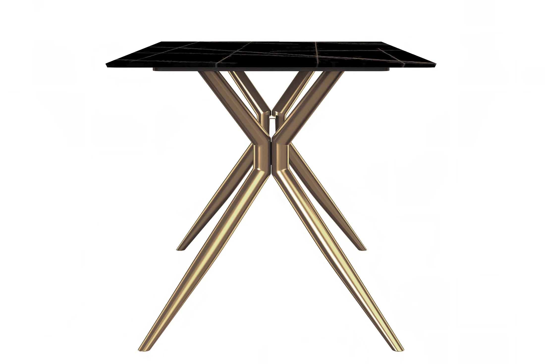 Elega Rectangular Dining Table with Sintered Stone or Glass Rectangular Top and Stainless Steel Base - Elax Furniture