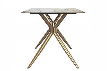 Elega Rectangular Dining Table with Sintered Stone or Glass Rectangular Top and Stainless Steel Base - Elax Furniture
