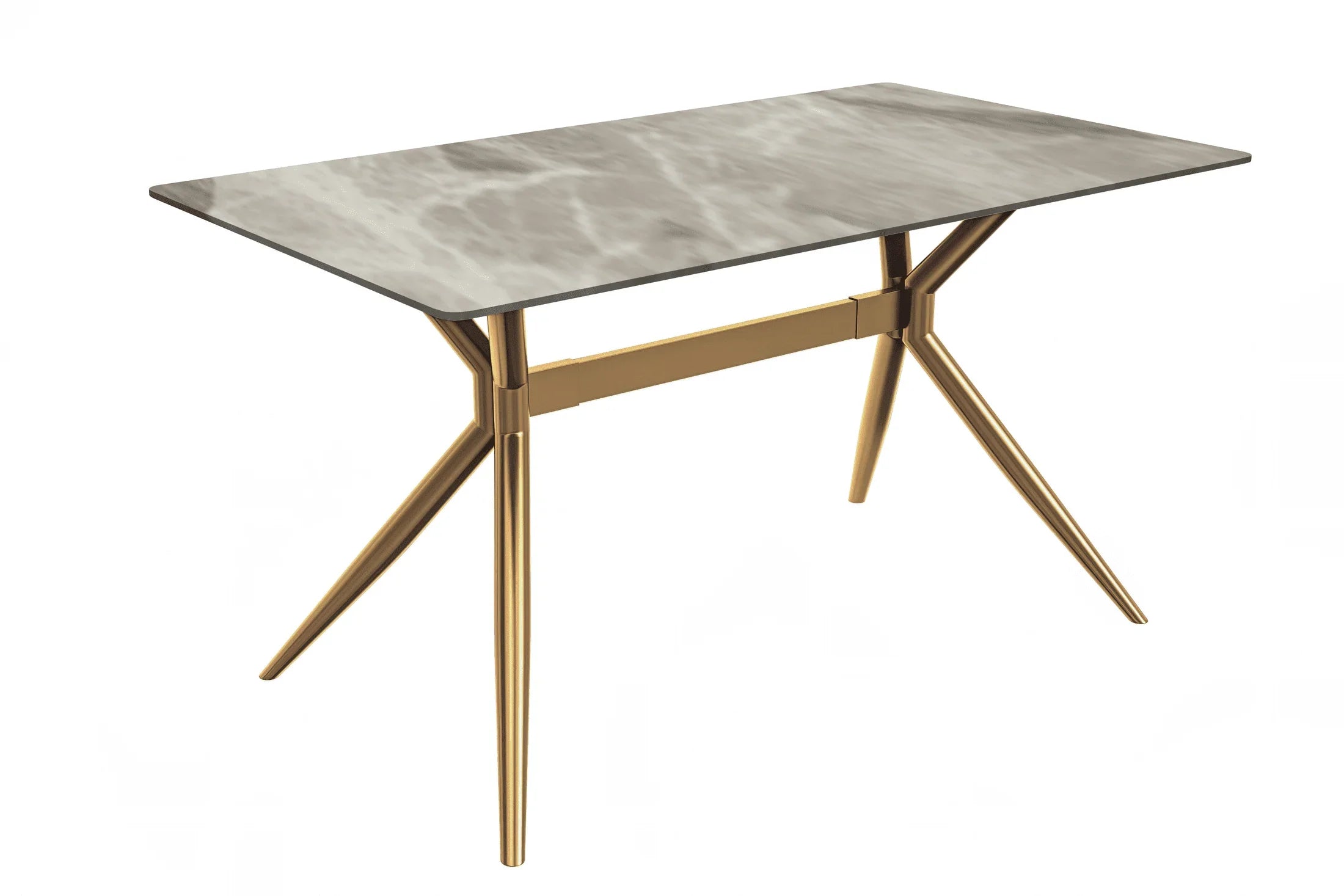 Elega Rectangular Dining Table with Sintered Stone or Glass Rectangular Top and Stainless Steel Base - Elax Furniture