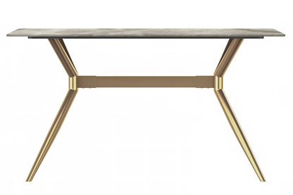 Elega Rectangular Dining Table with Sintered Stone or Glass Rectangular Top and Stainless Steel Base - Elax Furniture