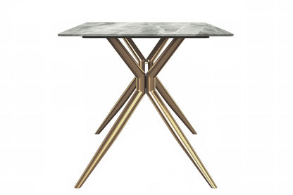 Elega Rectangular Dining Table with Sintered Stone or Glass Rectangular Top and Stainless Steel Base - Elax Furniture