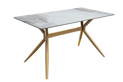 Elega Rectangular Dining Table with Sintered Stone or Glass Rectangular Top and Stainless Steel Base - Elax Furniture