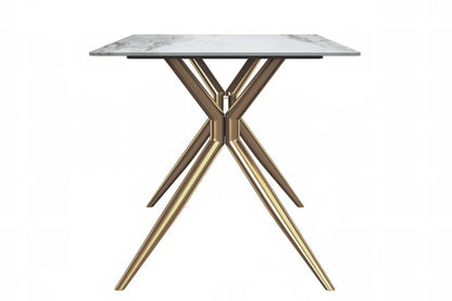 Elega Rectangular Dining Table with Sintered Stone or Glass Rectangular Top and Stainless Steel Base - Elax Furniture