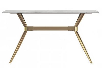 Elega Rectangular Dining Table with Sintered Stone or Glass Rectangular Top and Stainless Steel Base - Elax Furniture