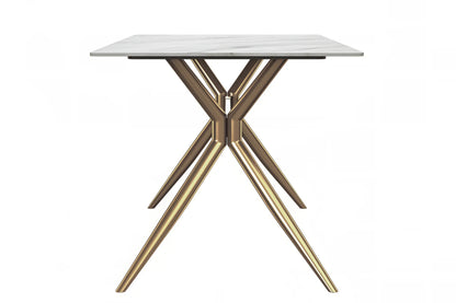 Elega Rectangular Dining Table with Sintered Stone or Glass Rectangular Top and Stainless Steel Base - Elax Furniture