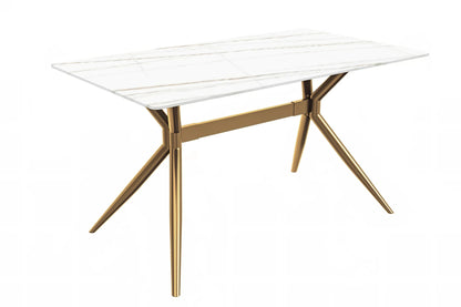 Elega Rectangular Dining Table with Sintered Stone or Glass Rectangular Top and Stainless Steel Base - Elax Furniture