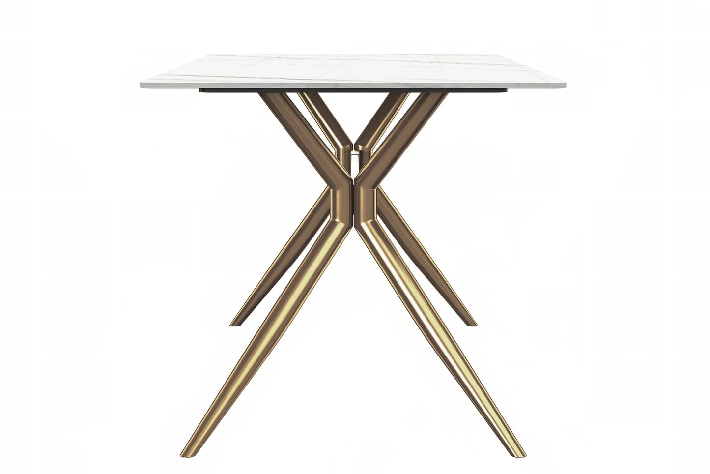 Elega Rectangular Dining Table with Sintered Stone or Glass Rectangular Top and Stainless Steel Base - Elax Furniture