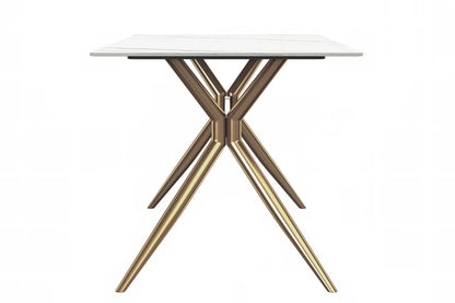 Elega Rectangular Dining Table with Sintered Stone or Glass Rectangular Top and Stainless Steel Base - Elax Furniture