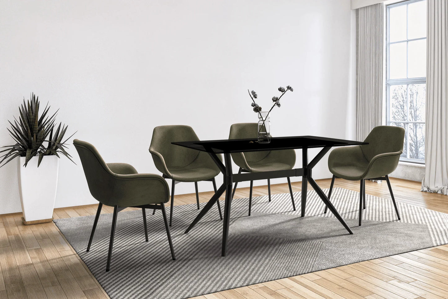 Elega Rectangular Dining Table with Sintered Stone or Glass Rectangular Top and Stainless Steel Base - Elax Furniture