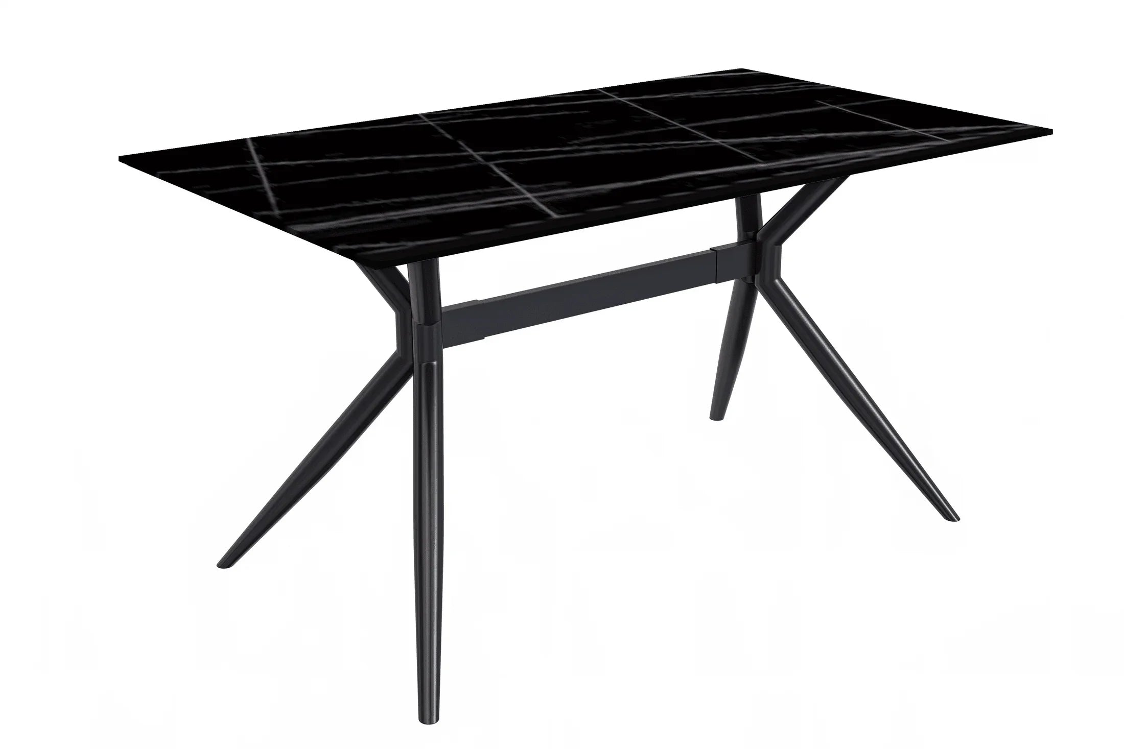 Elega Rectangular Dining Table with Sintered Stone or Glass Rectangular Top and Stainless Steel Base - Elax Furniture