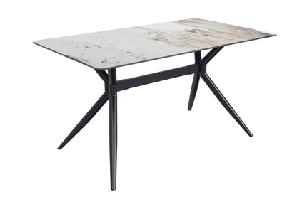 Elega Rectangular Dining Table with Sintered Stone or Glass Rectangular Top and Stainless Steel Base - Elax Furniture