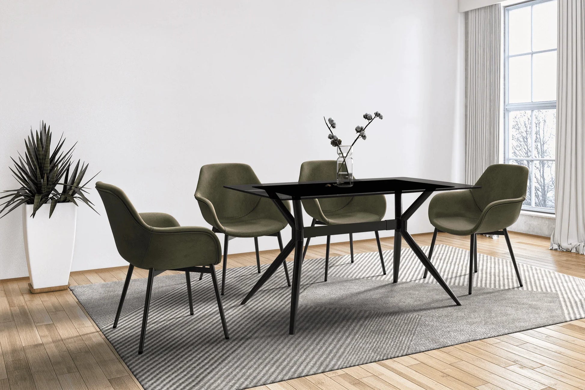 Elega Rectangular Dining Table with Sintered Stone or Glass Rectangular Top and Stainless Steel Base - Elax Furniture