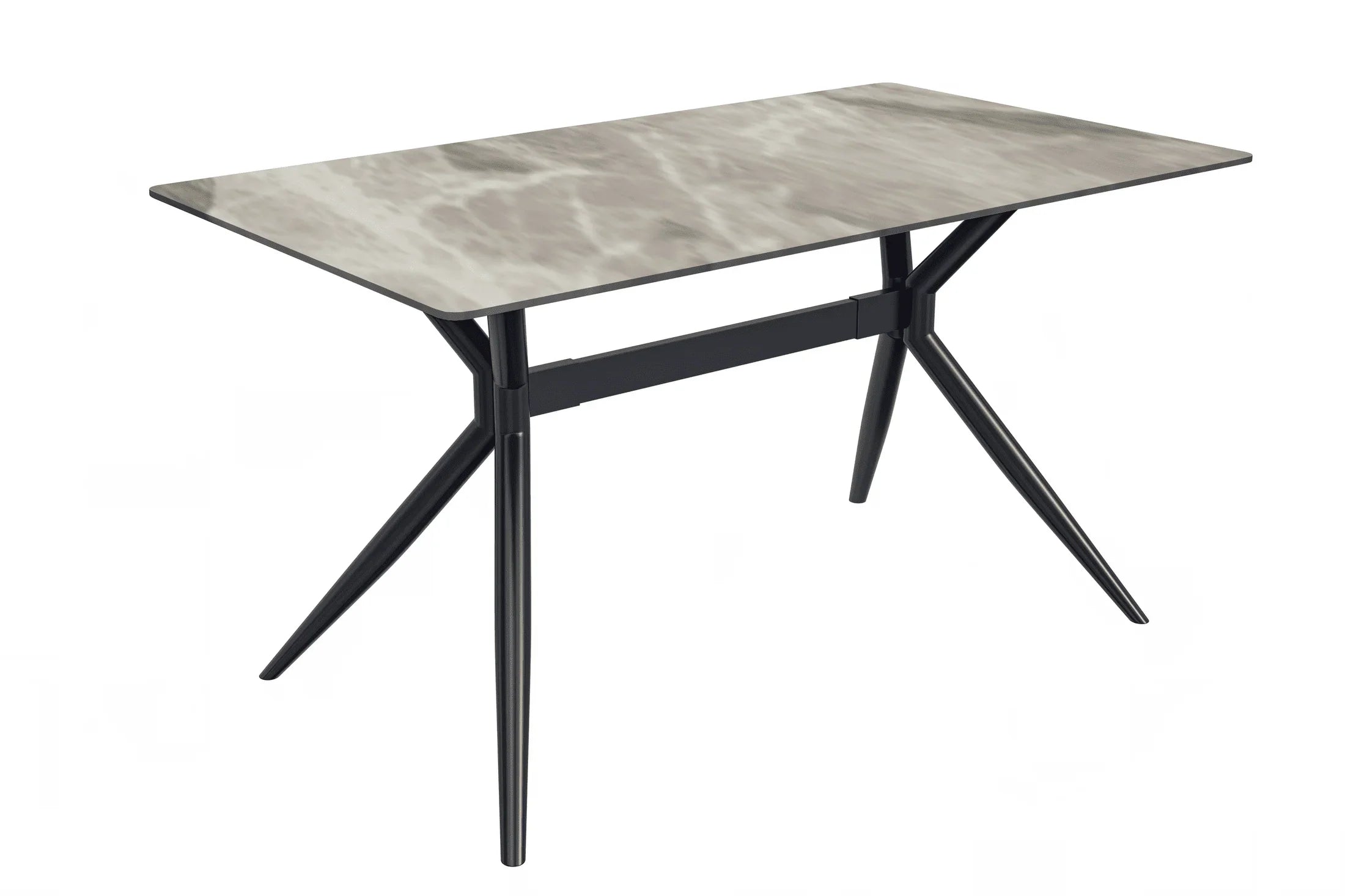 Elega Rectangular Dining Table with Sintered Stone or Glass Rectangular Top and Stainless Steel Base - Elax Furniture
