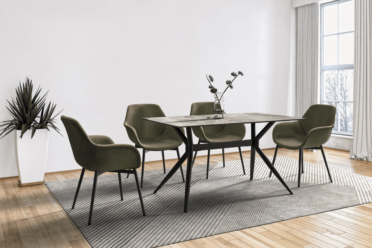 Elega Rectangular Dining Table with Sintered Stone or Glass Rectangular Top and Stainless Steel Base - Elax Furniture