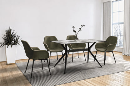 Elega Rectangular Dining Table with Sintered Stone or Glass Rectangular Top and Stainless Steel Base - Elax Furniture