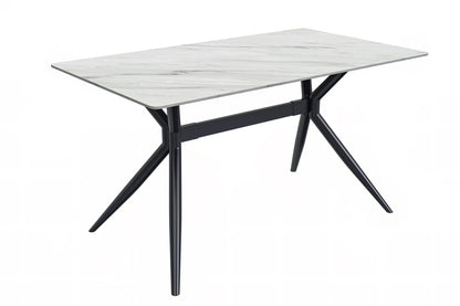Elega Rectangular Dining Table with Sintered Stone or Glass Rectangular Top and Stainless Steel Base - Elax Furniture