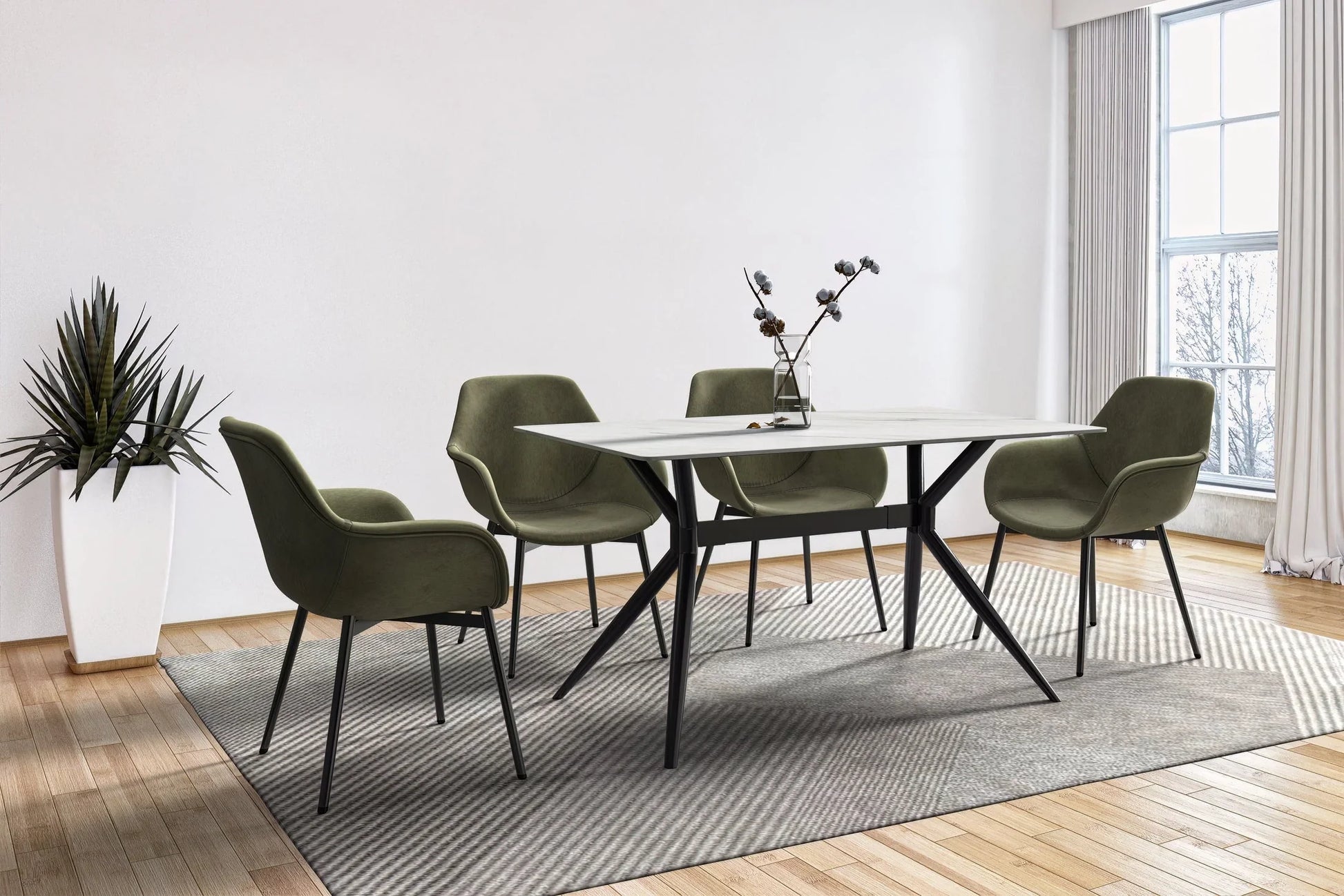 Elega Rectangular Dining Table with Sintered Stone or Glass Rectangular Top and Stainless Steel Base - Elax Furniture