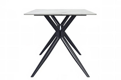 Elega Rectangular Dining Table with Sintered Stone or Glass Rectangular Top and Stainless Steel Base - Elax Furniture