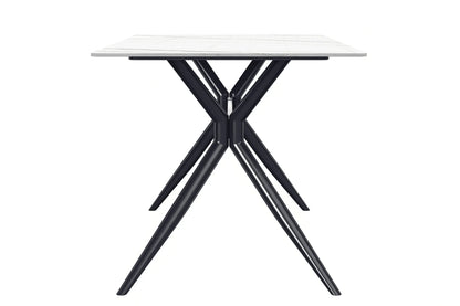 Elega Rectangular Dining Table with Sintered Stone or Glass Rectangular Top and Stainless Steel Base - Elax Furniture