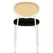 Euston Modern Upholstered Dining Chair with Round Wicker/Velvet Back Style White Wicker Black Dining Chair Leisuremod