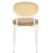 Euston Modern Upholstered Dining Chair with Round Wicker/Velvet Back Style White Wicker Brown Dining Chair Leisuremod