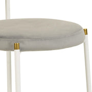 Euston Modern Upholstered Dining Chair with Round Wicker/Velvet Back Style White Wicker Grey Dining Chair Leisuremod