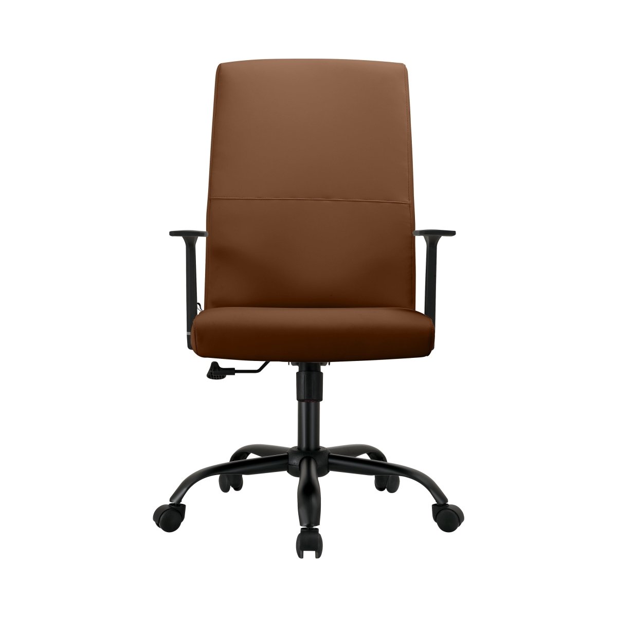 Evander Leather Office Chair in Aluminum with Adjustable Height and Swivel Dark Brown Office Chair Leisuremod