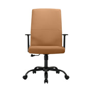 Evander Leather Office Chair in Aluminum with Adjustable Height and Swivel Acorn Brown Office Chair Leisuremod