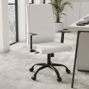 Evander Leather Office Chair in Aluminum with Adjustable Height and Swivel White Office Chair Leisuremod