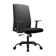 Evander Leather Office Chair in Aluminum with Adjustable Height and Swivel Black Office Chair Leisuremod