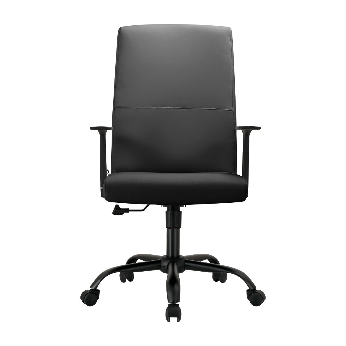 Evander Leather Office Chair in Aluminum with Adjustable Height and Swivel Black Office Chair Leisuremod