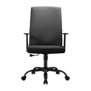 Evander Leather Office Chair in Aluminum with Adjustable Height and Swivel Black Office Chair Leisuremod