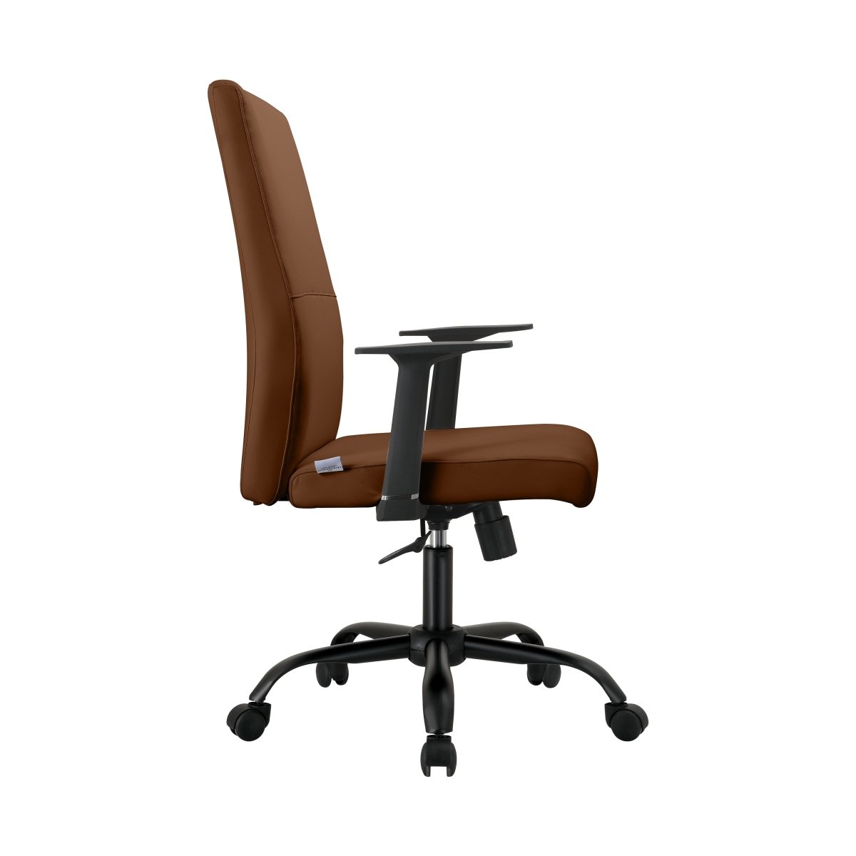 Evander Leather Office Chair in Aluminum with Adjustable Height and Swivel Dark Brown Office Chair Leisuremod