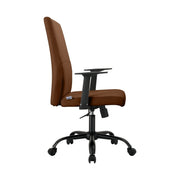 Evander Leather Office Chair in Aluminum with Adjustable Height and Swivel Dark Brown Office Chair Leisuremod