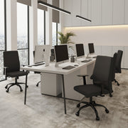 Evander Leather Office Chair in Aluminum with Adjustable Height and Swivel Black Office Chair Leisuremod