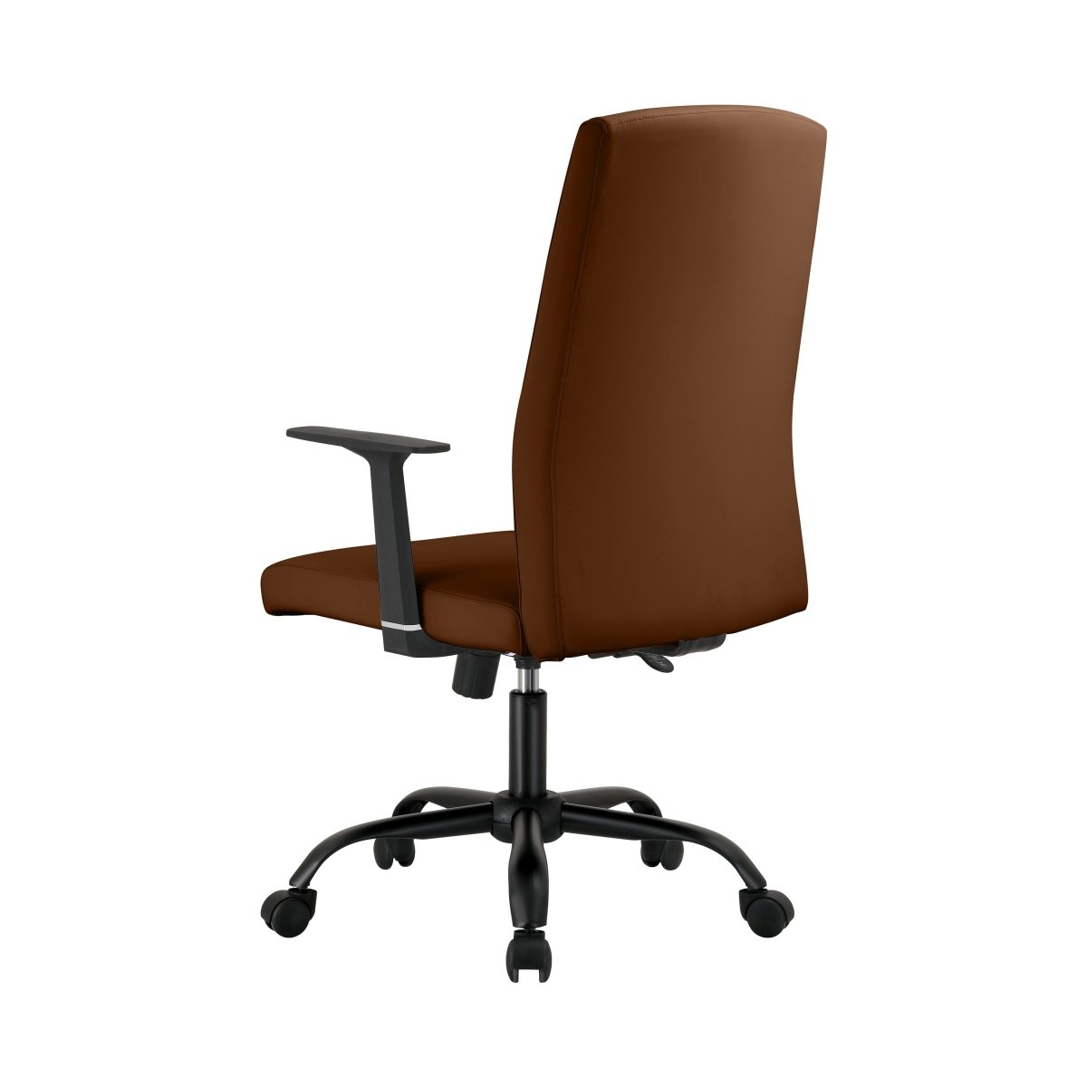 Evander Leather Office Chair in Aluminum with Adjustable Height and Swivel Dark Brown Office Chair Leisuremod