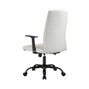 Evander Leather Office Chair in Aluminum with Adjustable Height and Swivel White Office Chair Leisuremod