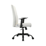 Evander Leather Office Chair in Aluminum with Adjustable Height and Swivel White Office Chair Leisuremod