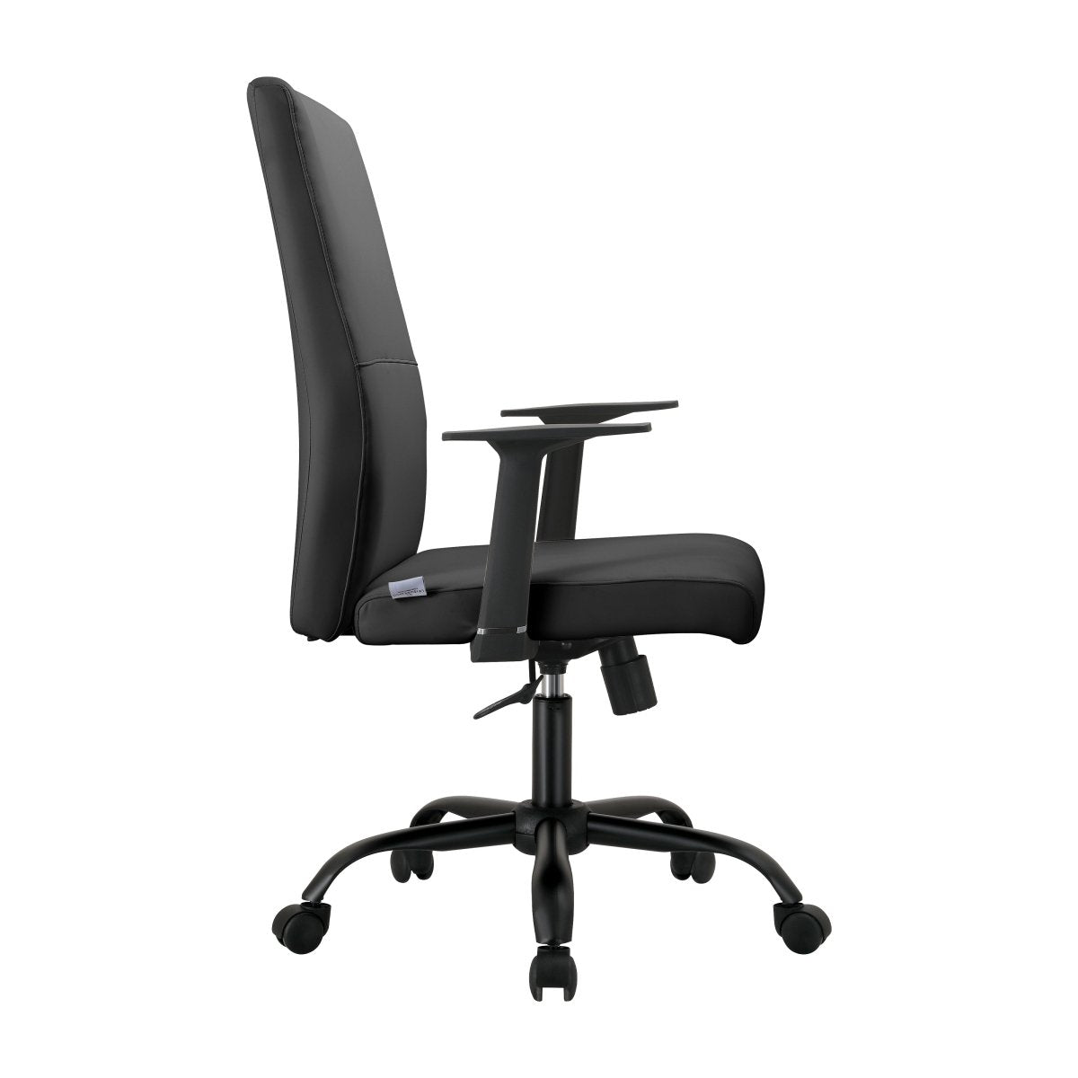 Evander Leather Office Chair in Aluminum with Adjustable Height and Swivel Black Office Chair Leisuremod