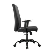 Evander Leather Office Chair in Aluminum with Adjustable Height and Swivel Black Office Chair Leisuremod