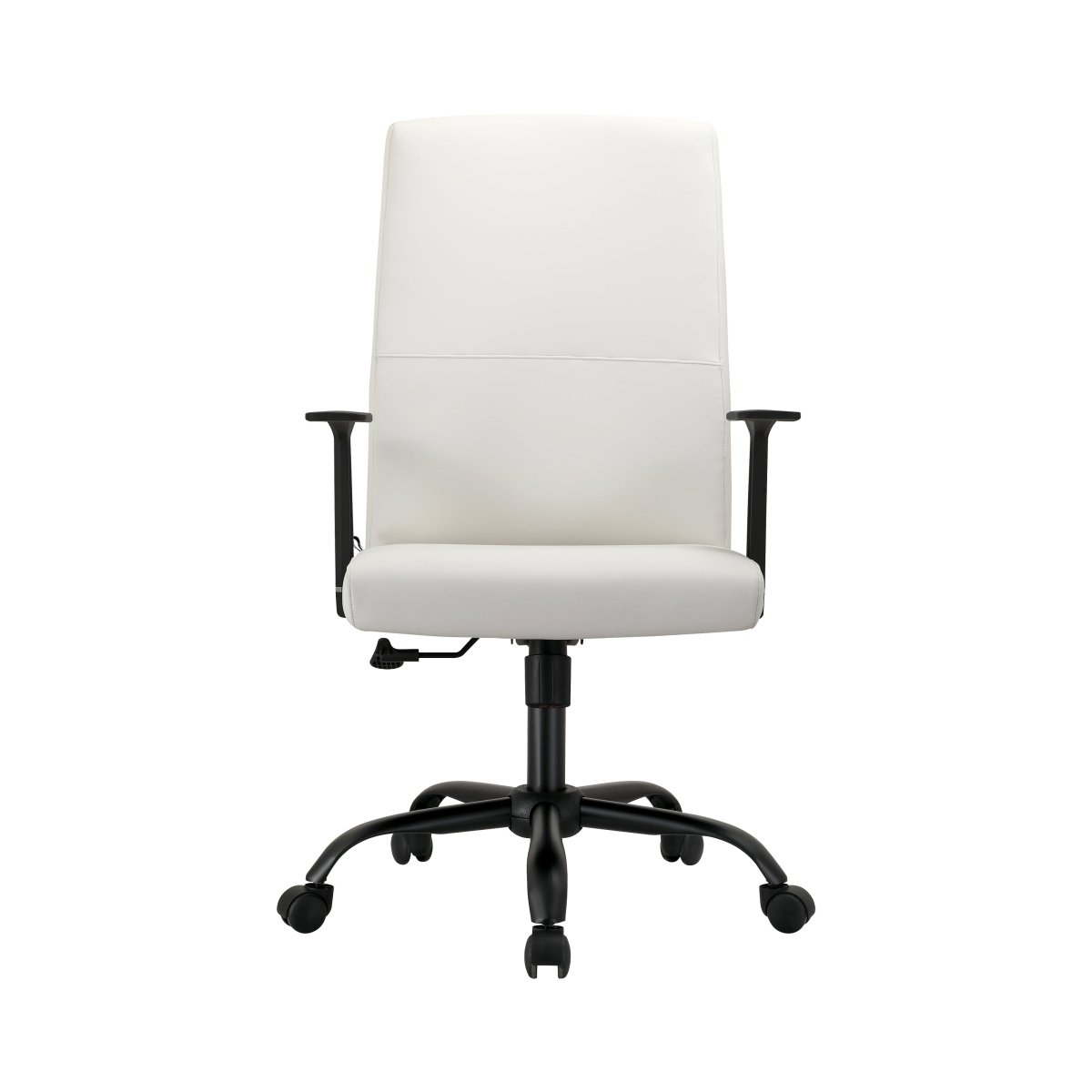Evander Leather Office Chair in Aluminum with Adjustable Height and Swivel White Office Chair Leisuremod