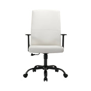 Evander Leather Office Chair in Aluminum with Adjustable Height and Swivel White Office Chair Leisuremod