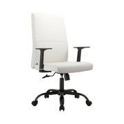 Evander Leather Office Chair in Aluminum with Adjustable Height and Swivel White Office Chair Leisuremod