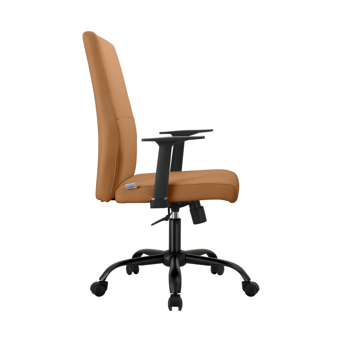 Evander Leather Office Chair in Aluminum with Adjustable Height and Swivel Acorn Brown Office Chair Leisuremod
