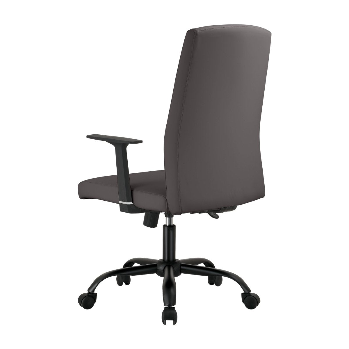 Evander Leather Office Chair in Aluminum with Adjustable Height and Swivel Grey Office Chair Leisuremod