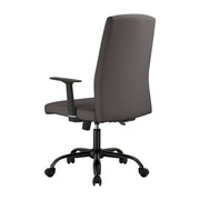 Evander Leather Office Chair in Aluminum with Adjustable Height and Swivel Grey Office Chair Leisuremod