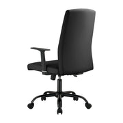 Evander Leather Office Chair in Aluminum with Adjustable Height and Swivel Black Office Chair Leisuremod