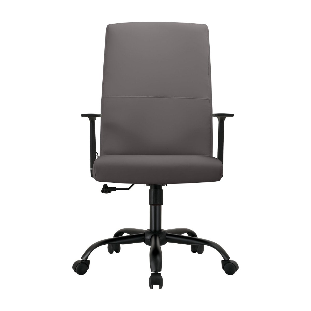 Evander Leather Office Chair in Aluminum with Adjustable Height and Swivel Grey Office Chair Leisuremod